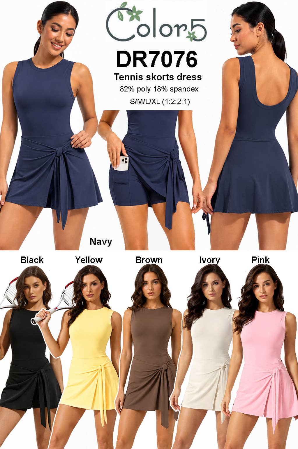 Premium activewear tennis skorts dress with bow tie skirts