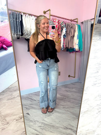 Cuffed Light Wash Denim