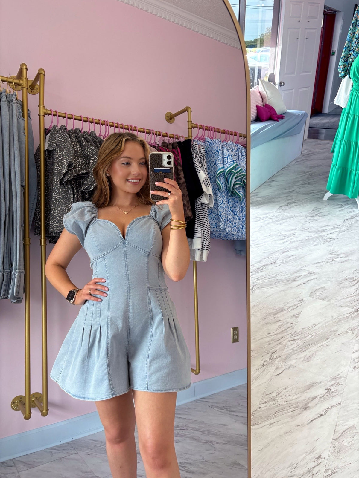 Baby Blue Jean Romper